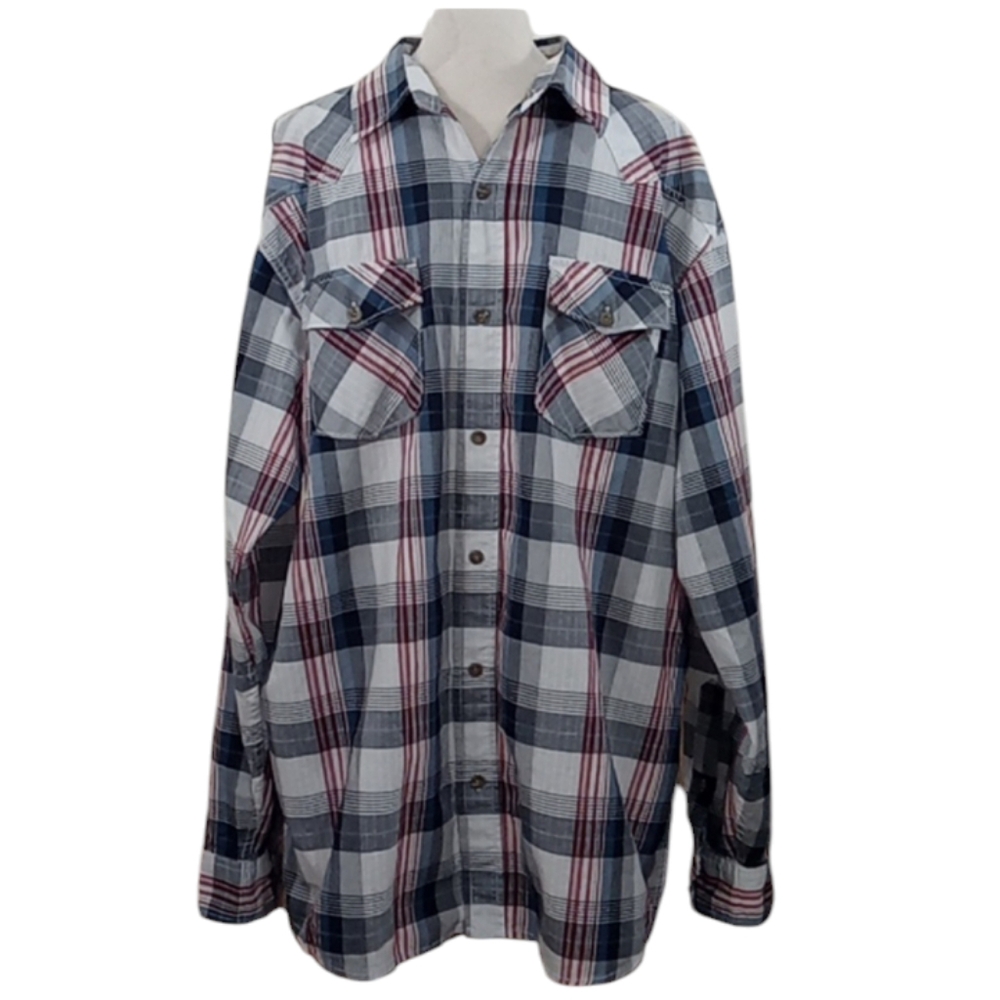 Redhead Mens Plaid Button Down Shirt Long Sleeves Cotton Sz LT